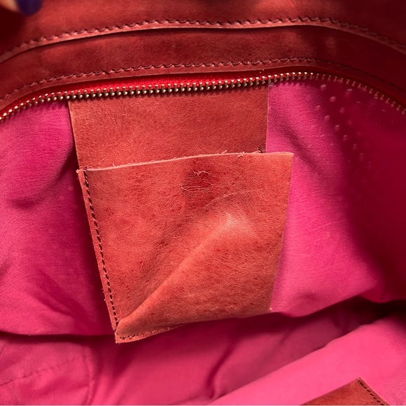 Humawaca handmade deep wine red leather tote bag - Picture 7 of 12